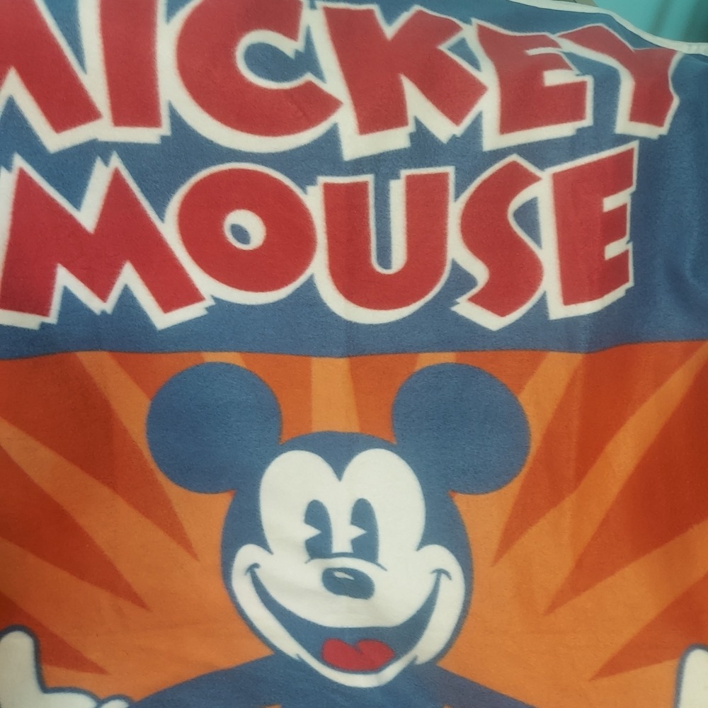 Disney Parks Mickey Mouse Walt Disney World Fleece Throw Blanket Orange Red Blue